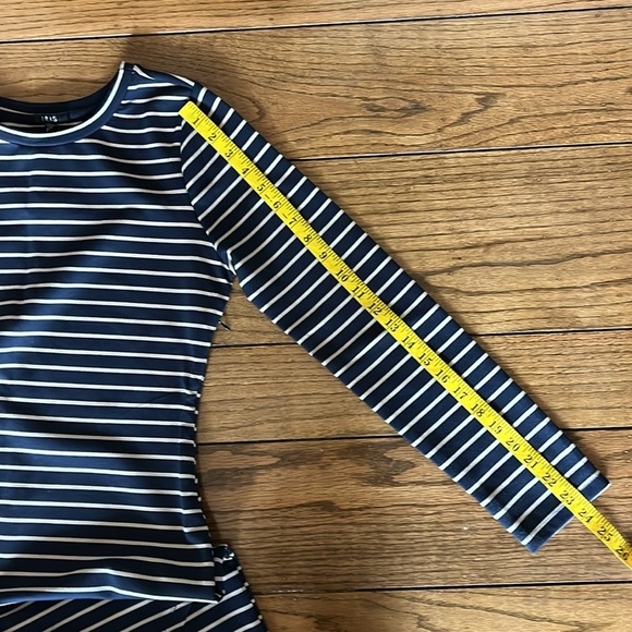 NWOT  IRIS black and cream Stripes size XL body cone stretch dress - Picture 11 of 11